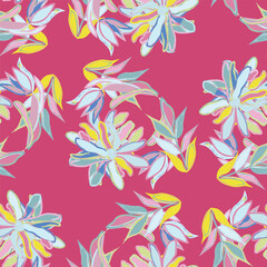 Floral brush strokes seamless pattern design for fashion textiles, graphics, backgrounds and crafts