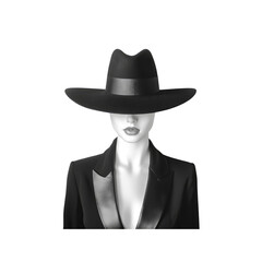 Mysterious Woman in Black and White