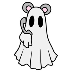 Cute Mouse Ghost Halloween Illustration