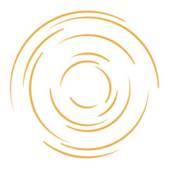 Cyclical circle, helix, volute element màu vàng. Concentric shape with rotation, centrifuge, gyration effect. Twist, swirl vector illustration
