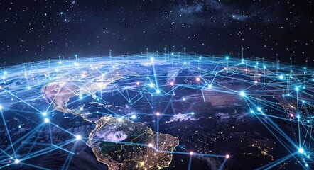 Obraz premium Digital Earth. Global Network Connection Concept for Technology Business
