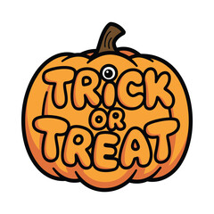 Pumpkin with Trick or Treat Message Vector Illustration