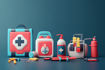 emergency 3d render icons