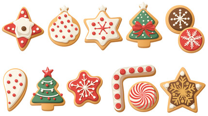 christmas icons set with delightful homemade gingerbread cookies decorated 