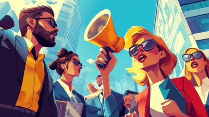 An illustration of a business leveraging strong brand loyalty by launching a customer advocacy program, turning loyal customers into brand ambassadors