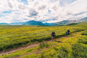 family trekking trip in backcountry