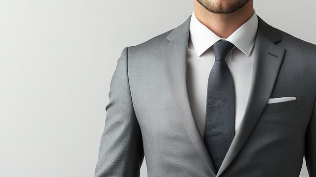 Professional Man in Business Suit Against Plain Background