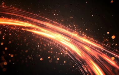 Obraz premium A vibrant abstract design featuring glowing lines and sparkles against a dark background, perfect for digital art or backgrounds.