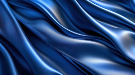 Curvy Blue Surfaces. Modern Abstract 3D Background. abstract blue background with layers of silk folded drapery, fashion wallpaper. Generative ai