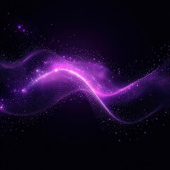 Obraz premium Digital purple particles wave and light abstract background with shining dots stars.