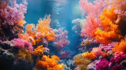 Naklejka premium A mesmerizing underwater scene showcasing colorful coral formations