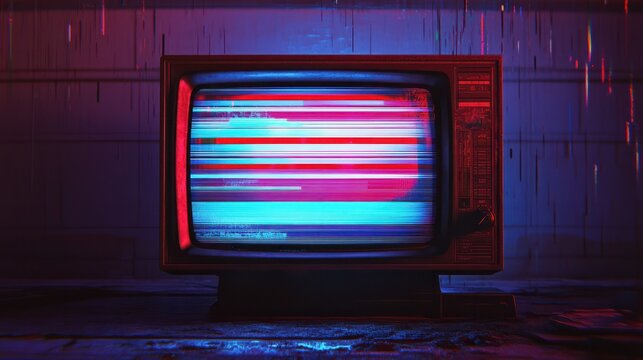 Glitch noise static television VFX. Visual video effects stripes background, CRT tv screen no signal glitch effect