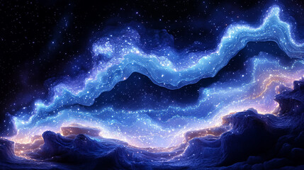 Stunning cosmic scene featuring vibrant blue nebula, stars, and swirling clouds, perfect for space enthusiasts and dreamers.