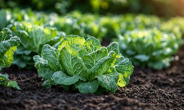 Fresh Green Cabbage in a Garden