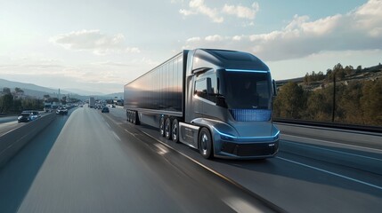 High-tech autonomous trucking on a highway
