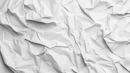 Fototapeta premium Crumpled white paper texture, glued poster pattern with wrinkles for mockup, abstract background