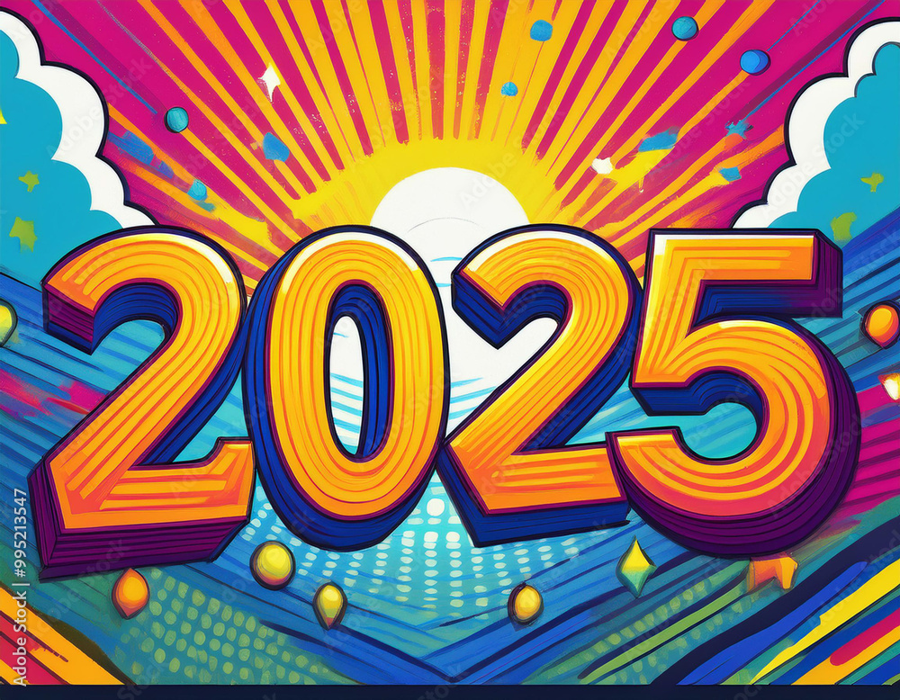 Wall mural Happy New Year 2025 Concept