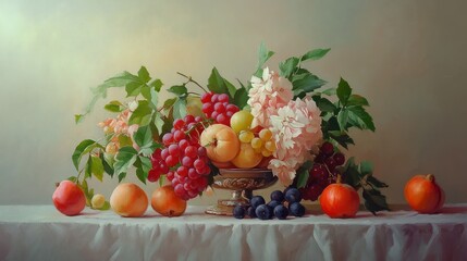 Still life oil painting composition wallpaper background