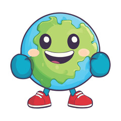 Obraz premium A cute cartoon style Earth with boxing gloves vector