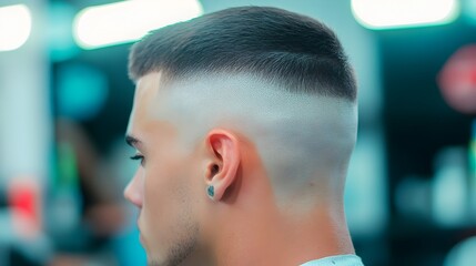 Closeup view of a bald fade haircut showcasing the skin tight fade on the sides and back with a slightly longer textured top for a refined modern men s hairstyle