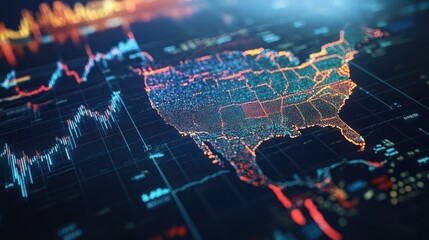 US Economic Activity Map with Stock Market Data Overlay