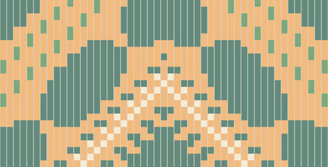 Traditional Thai Art Arabic Geometric Patternfolk Embroidery, Aztec Geometric Ornament Print. Design for Carpet, Wallpaper, Clothing, Wrapping, Fabric