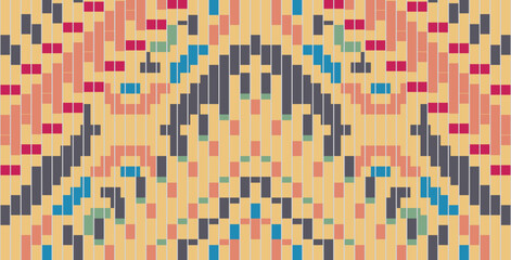 Fabric Texture Tribal Ethnic Patternfolk Embroidery, Aztec Geometric Ornament Print. Design for Carpet, Wallpaper, Clothing, Wrapping, Fabric
