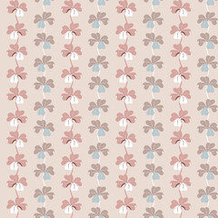Clover and leaves painted with pastel colors, seamless pattern design.