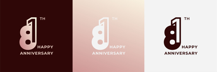 Logo 81th, 81 years anniversary, Creative design template for celebration, birthday, greeting. Editable file