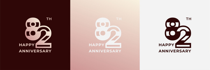 Logo 82th, 82 years happy anniversary, Creative design template for celebration, birthday, greeting and invitation. Editable file