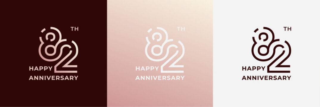 Logo 82th, 82 years anniversary, Creative design template for celebration, birthday, greeting and invitation. Editable file