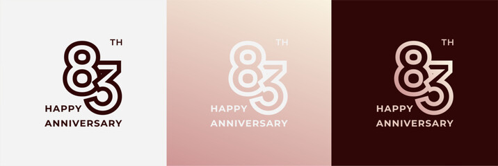 Logo 83th, 83 years anniversary, Creative design template for celebration, greeting and invitation. Editable file