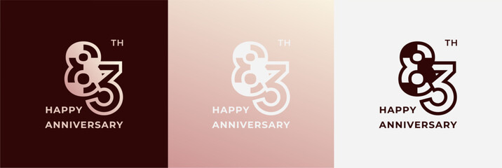 Logo 83th, 83 years anniversary, Creative design template for celebration, birthday and invitation. Editable file