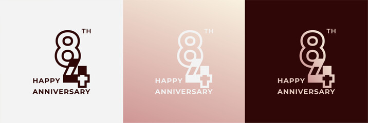 Logo 84th, 84 years anniversary, Creative template for celebration, birthday, greeting and invitation. Editable file