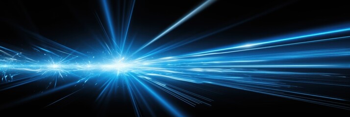 Obraz premium Abstract Blue Light Streaks Radiating Outward from Center