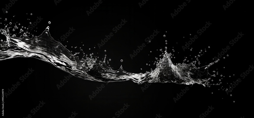 Aufkleber water splashing and creating bubbles against a black background