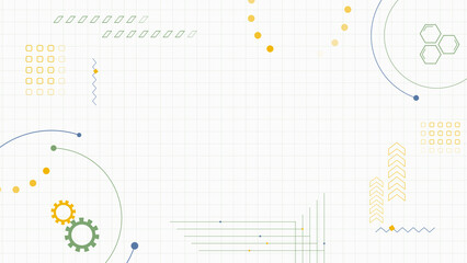 テクノロジー、IT、電子回路、医療などをイメージした抽象的なイラスト　白背景