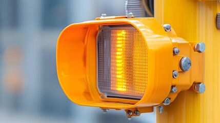 Fototapeta premium Detailed Close Up View of Blinking School Zone Warning Light Showing the LED Components and Housing in Vivid Detail