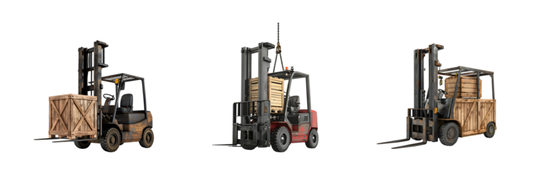 Rusty Forklift Pack Collection Isolated on Transparent Background