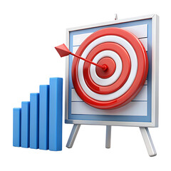 Business Graph with Arrow and Target Board for Data on Transparent Background