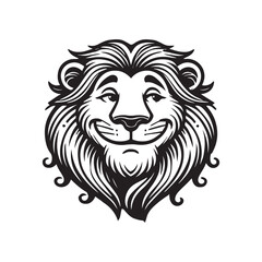Obraz premium Lion Face Logo design - Lion Head Vector illustration in black and white 