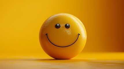 3d smiling face on a vibrant yellow background radiates happiness and joy, symbolizing positivity and cheerfulness, evoking optimism and good vibes. 3d render. 
