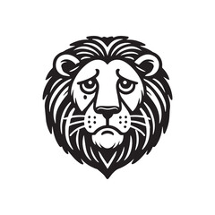 Obraz premium Lion Face Logo design - Lion Head Vector illustration in black and white 