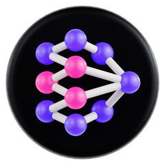3d illustration of neural network, machine learning, ai brain. UI elements, 3d rendering