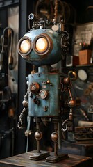 75. A whimsical robot workshop with gadgets and inventions