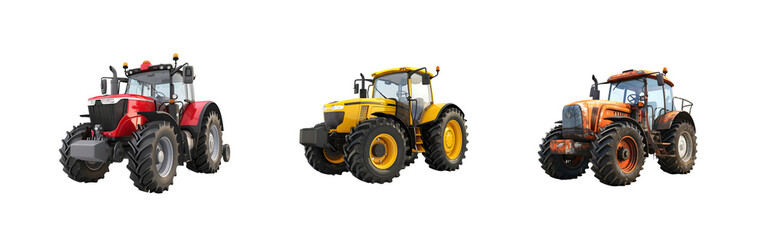 Obraz premium Tractor Collection Isolated on Transparent Background