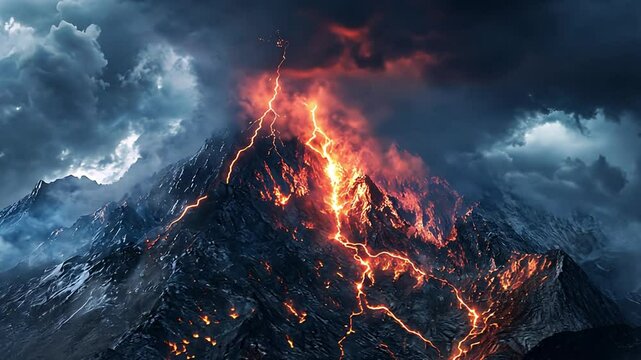 Volcanic Eruption with Lightning