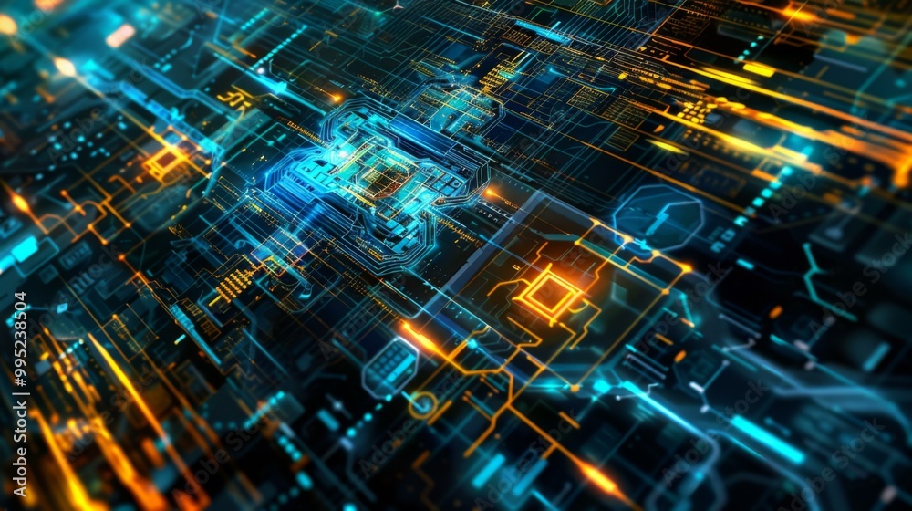 Canvas Prints a futuristic digital background with glowing lights. ai.