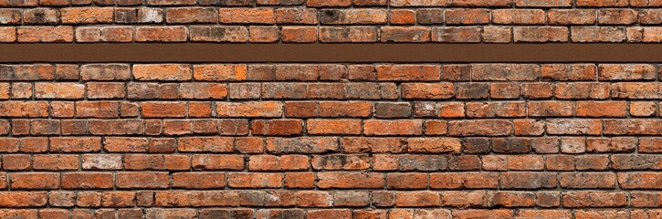 Obraz premium Seamless of Vintage exposed brown and red old brick wall. Brickwork textured background and long brown banner. , isolated on white background, , copy space for text,