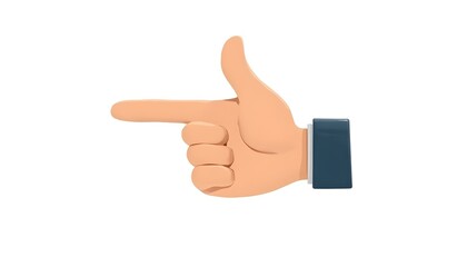 Cartoon hand pointing isolated on a white background